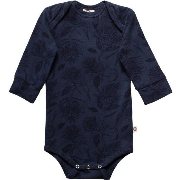 Müsli by Green Cotton Pine Baby Body langarm mit Waldmotiv | GOTS zertifiziert | Müsli