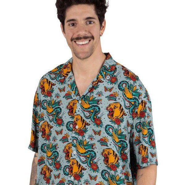 Brava Fabrics Kurzarm-Hemd Old School Tattoo Aloha