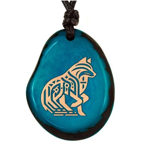 TÜRKISE Tagua-Kette mit graviertem Tieranhänger – | Simaru