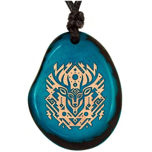 TÜRKISE Tagua-Kette mit graviertem Tieranhänger – | Simaru