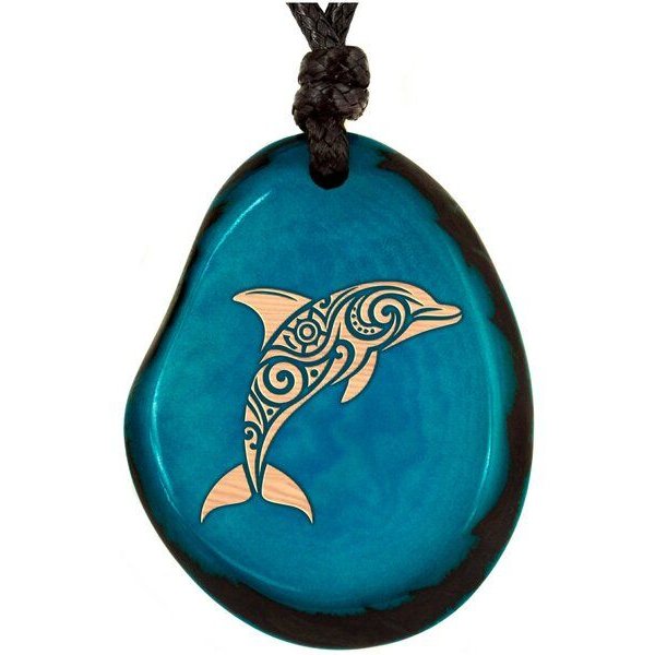 TÜRKISE Tagua-Kette mit graviertem Tieranhänger – | Simaru
