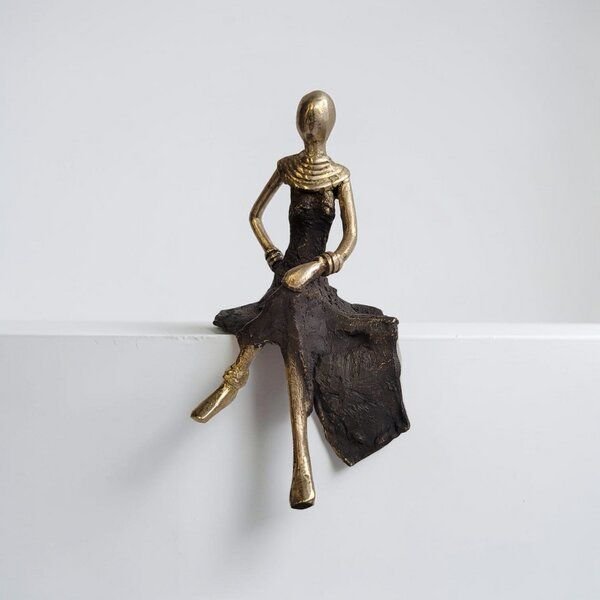 Moogoo Creative Africa Bronze-Skulptur "Sitzende Grazie" | Unikate | verschiedene Farben