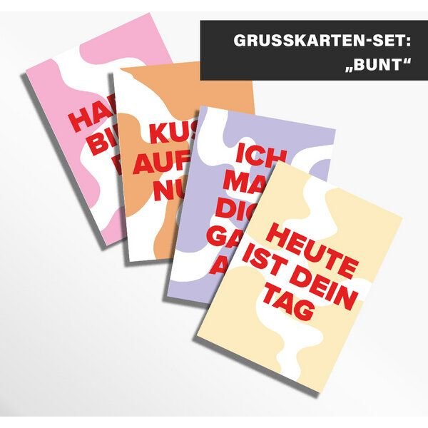 DEINE ZWEISAMKEIT GRUSSKARTEN-SET "BUNT" | FARBENFROHE GRUSSKARTEN FÜR BESONDERE BOTSCHAFTEN