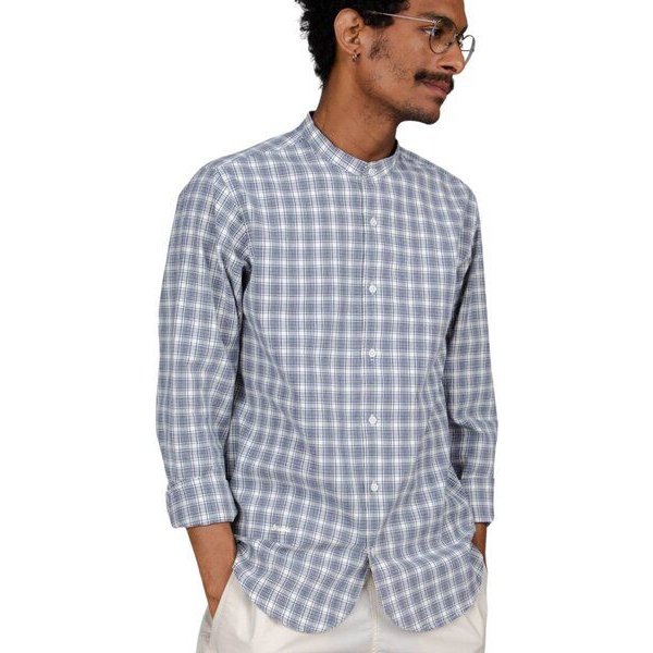 Brava Fabrics Hemd Check Regular Mao mit Stehkragen