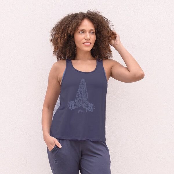 Jaya ALASKA GIVE - Damen - lockeres Top mit offenem Rücken aus Tencel-Baumwoll-Mix