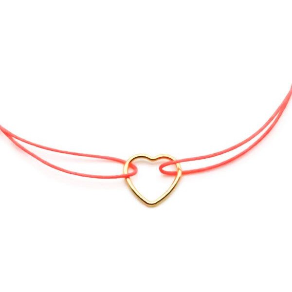 juni Stoffarmbändchen mit Herz und verstellbarer Schiebeperle aus recyceltem Gold - mehrere Farben