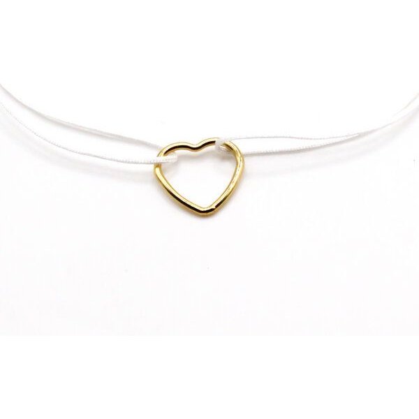 juni Stoffarmbändchen mit Herz und verstellbarer Schiebeperle aus recyceltem Gold - mehrere Farben
