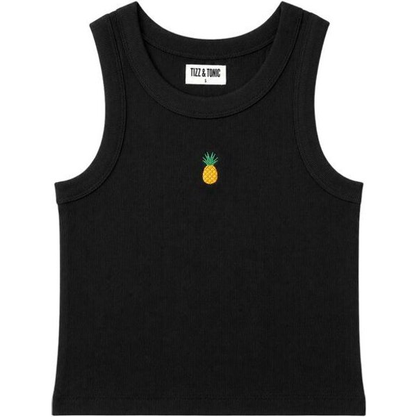 TIZZ & TONIC Ananas-besticktes Geripptes Tanktop aus Bio-Baumwolle