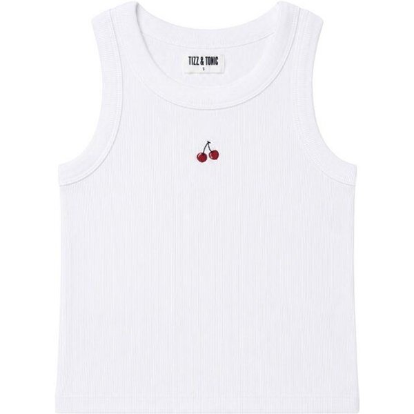 TIZZ & TONIC Kirsche-besticktes Geripptes Tanktop aus Bio-Baumwolle