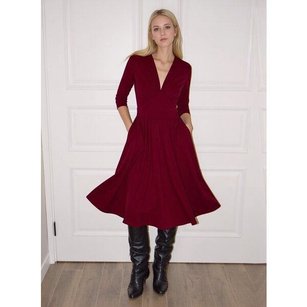 Ingoria MAGDALENA Midi Kleid 3/4 Arm mit Taschen aus TENCEL® Modal Jersey