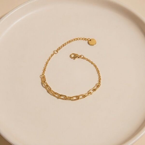 ELEKTROPULLI Feines Armband mit Gliederkette in ca. 21 cm x 1 mm / 6 mm (inkl. 5 cm Verlängerungskette)