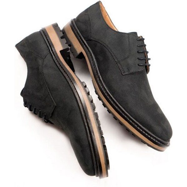 Will's Vegan Shop Continental Derbys Schwarzes Veganes Wildleder Herren