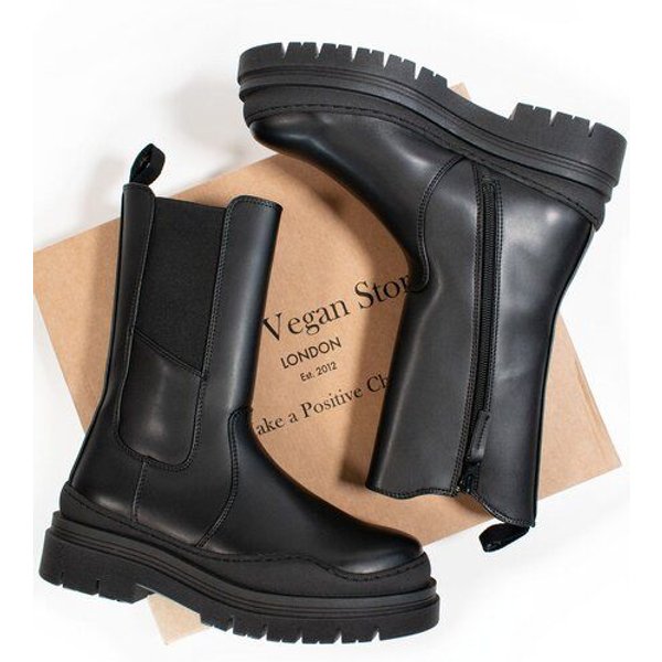 Will's Vegan Shop Halbhohe Chelsea-Stiefel mit Gleitsohl Damen