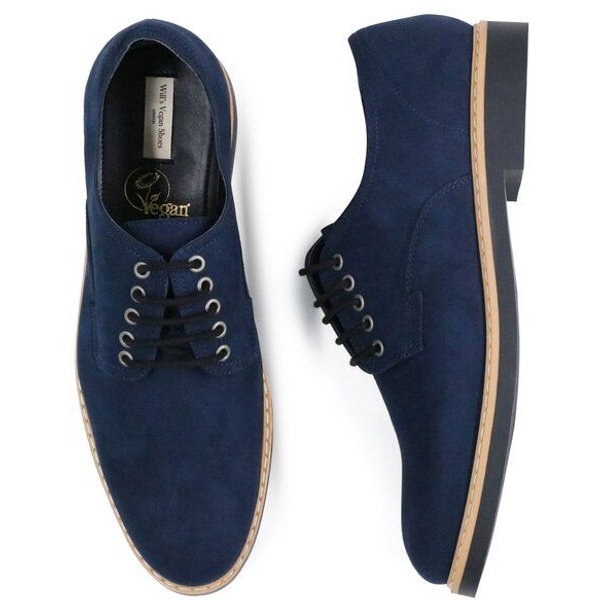 Will's Vegan Shop Signature Derbys Dunkelblaues Veganes Nubukleder Herren
