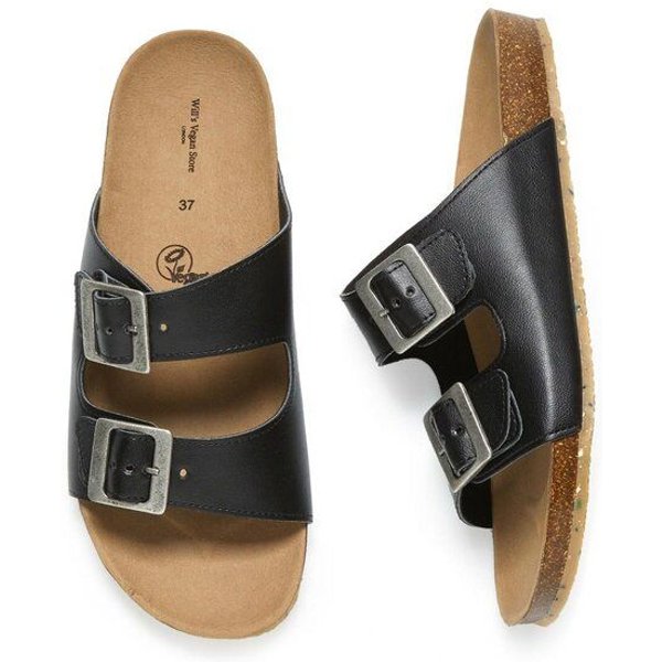 Will's Vegan Shop Zwei Riemen Sandalen mit Fußbett Damen