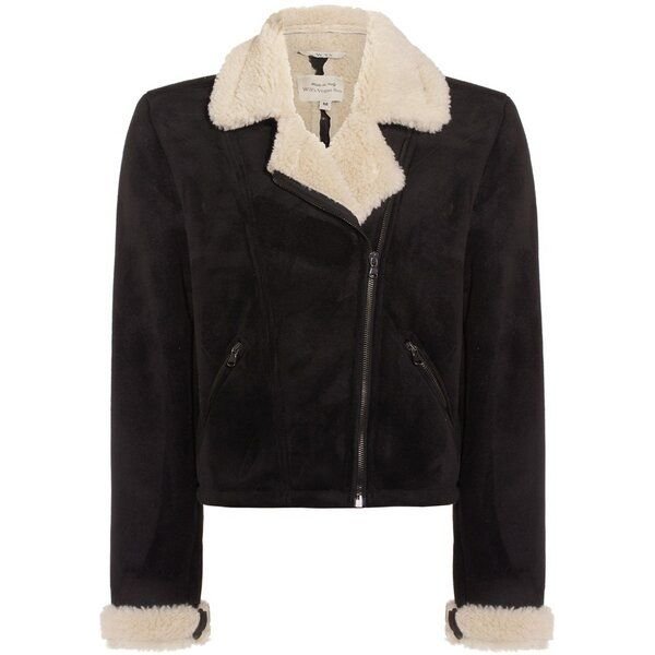 Will's Vegan Shop Recycelte Vegane Shearling Bomberjacke in schwarz