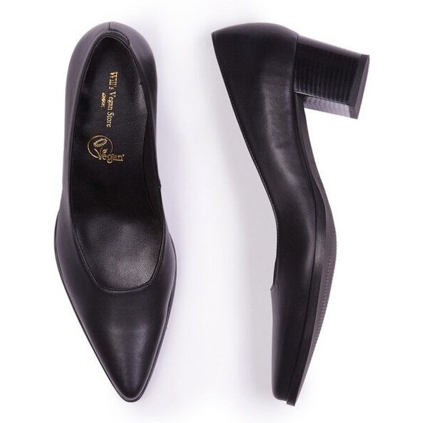Will's Vegan Shop Schwarze spitze Pumps für Damen