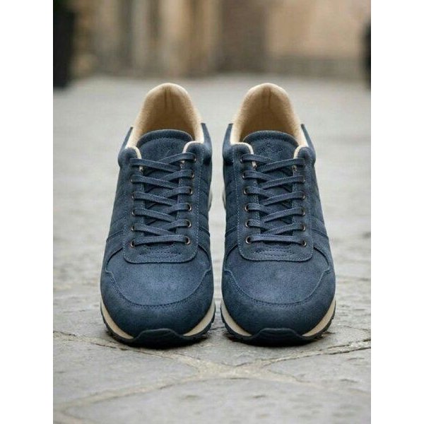 Will's Vegan Shop Milan Trainers Dunkelblaues Veganes Wildleder Herren
