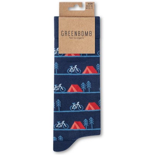 GREENBOMB Bike Tent Socks - Lässige Socken aus Bio-Baumwoll Mix / hochwertiger Print / Fair & Vegan