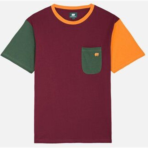 Trendsplant Organic Pocket Color Block T-Shirt Burgundy