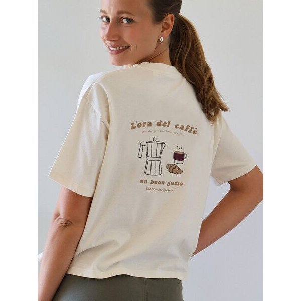 Kultgut Artdesign Boxy-Style Shirt aus Bio-Baumwolle/ Caffé