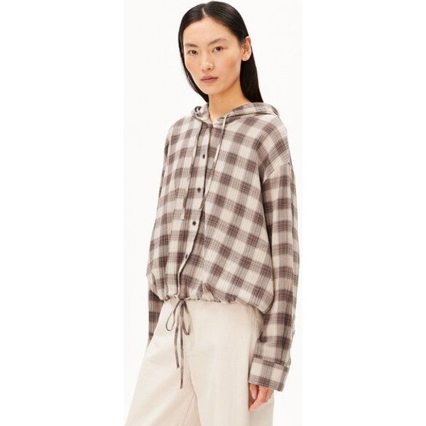 ARMEDANGELS CHECK HOODED Damen Bluse aus Bio-Baumwoll Mix