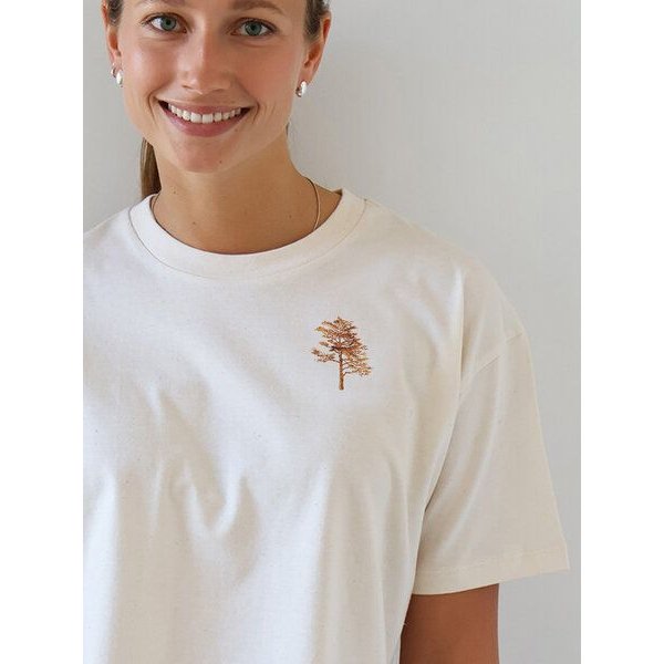 Kultgut Artdesign Boxy-Style Shirt aus Bio-Baumwolle/ Little Tree in echter Woodoptik