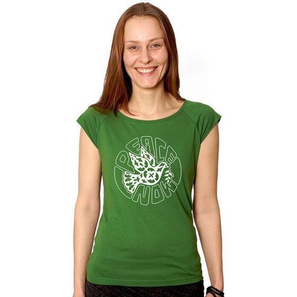 HANDGEDRUCKT RESTPOSTEN "Peace now" Bamboo Frauen T-Shirt Continental Clothing