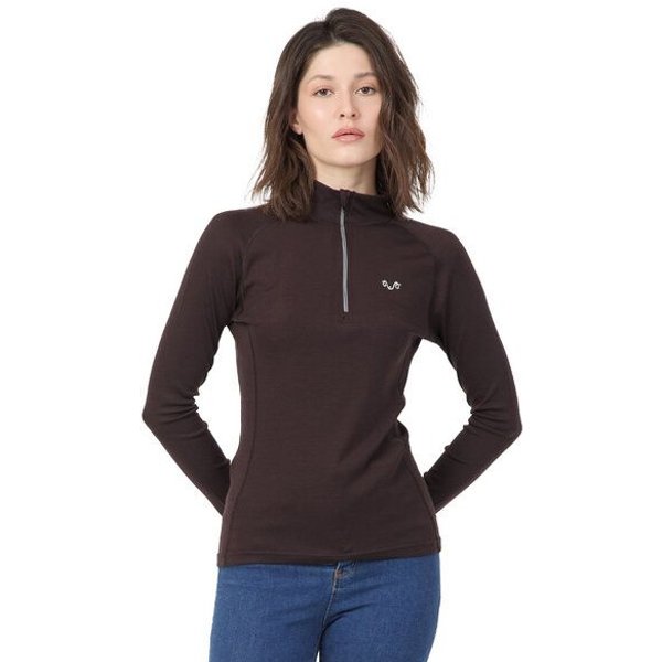 Woolona Merino Langarmshirt Damen - VEGA - 100% Merinowolle (Zip)