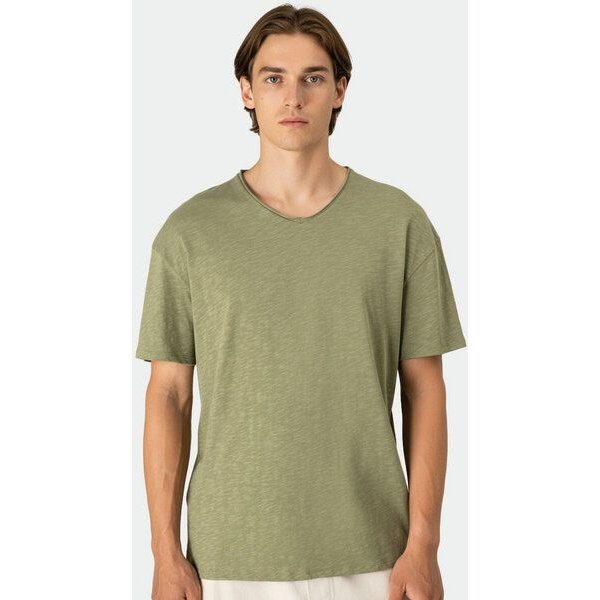 YTWOO Herren Slub T-Shirt V-Auschnitt