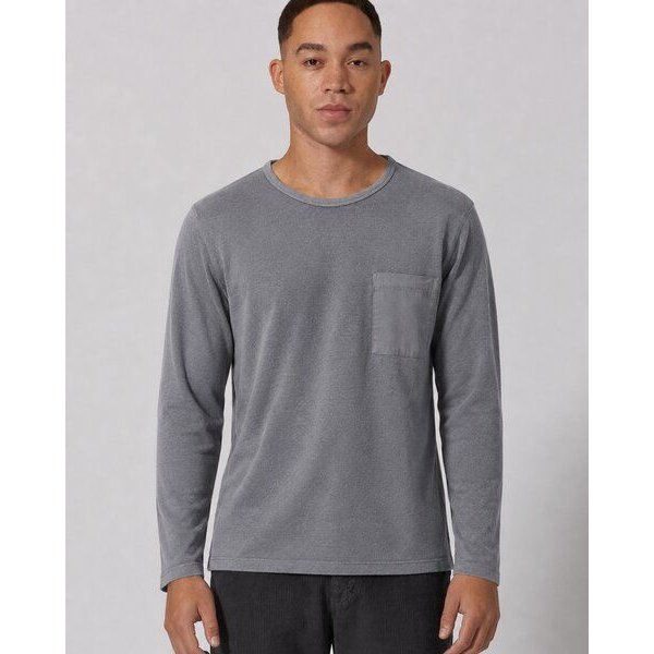 HempAge Herren Langarmshirt mit Brusttasche Hanf/Biobaumwolle Normal Fit