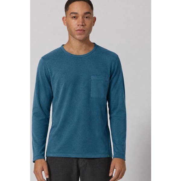 HempAge Herren Langarmshirt mit Brusttasche Hanf/Biobaumwolle Normal Fit