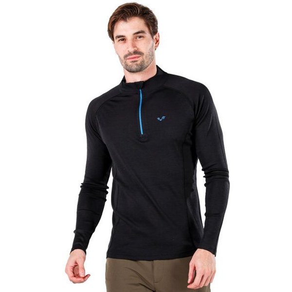 Woolona Langarmshirt - ASTRO - 100% Merinowolle (Zip)