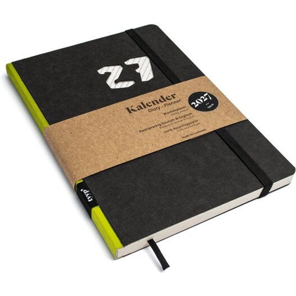 tyyp Taschenkalender 2027 schwarz – achtsam planen auf Recyclingpapier – A5, vegan & handgefertigt