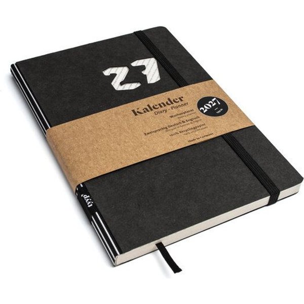 tyyp Taschenkalender 2027 schwarz – achtsam planen auf Recyclingpapier – A5, vegan & handgefertigt