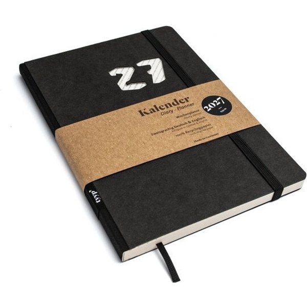 tyyp Taschenkalender 2027 schwarz – achtsam planen auf Recyclingpapier – A5, vegan & handgefertigt