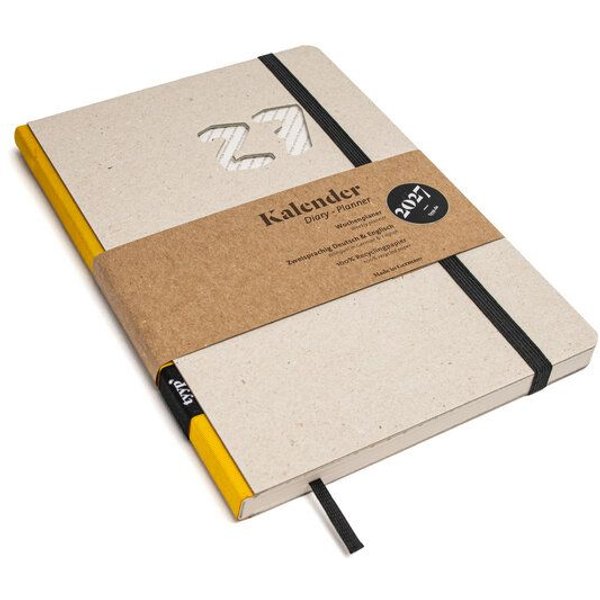 tyyp Wochenplaner 2027 – Taschenkalender A5 aus Recyclingkarton – grau, vegan & handgefertigt