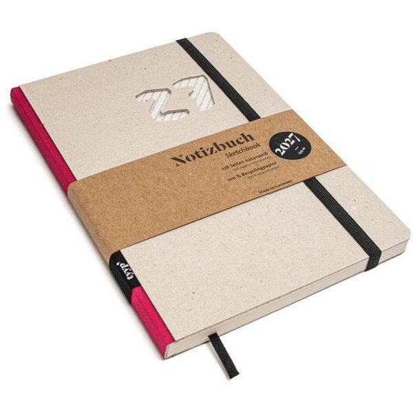 tyyp Wochenplaner 2027 – Taschenkalender A5 aus Recyclingkarton – grau, vegan & handgefertigt
