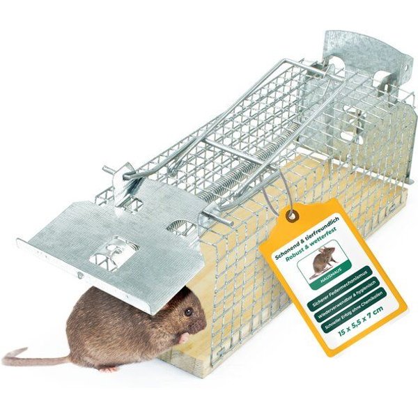 Silberkraft Lebendfalle für Mäuse aus Draht - Mäusefalle - tierfreundliche Alternative zu Schlagfallen und Giftköder