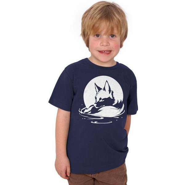 HANDGEDRUCKT "Wolf" Unisex Kinder T-Shirt Earth Positive