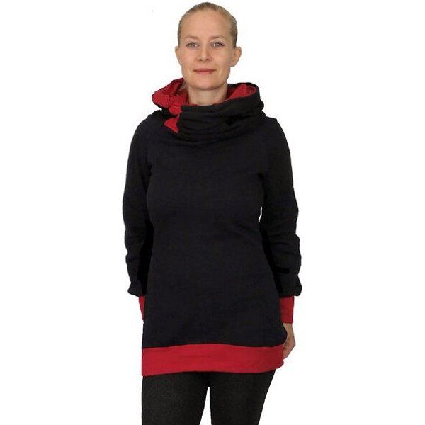 liebewicht Kapuzenpullover KapOn schwarz/rot 2 Längen nach Wahl