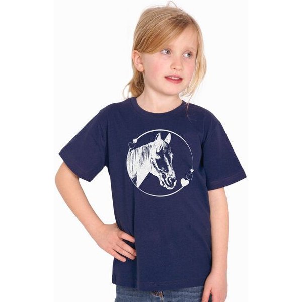 HANDGEDRUCKT "Pferdeliebe" Unisex Kinder T-Shirt Earth Positive
