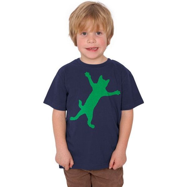 HANDGEDRUCKT "Klammerkatze" Unisex Kinder T-Shirt Earth Positive