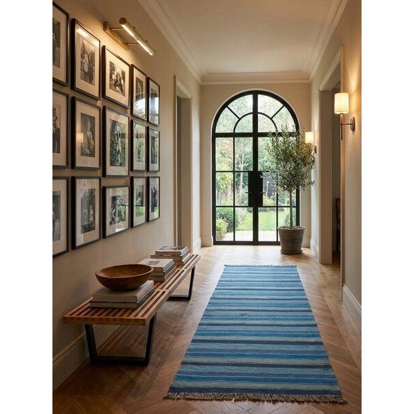 Kelim Gashgai Blau „Rugtales“ aus Schurwolle, 66x199 cm