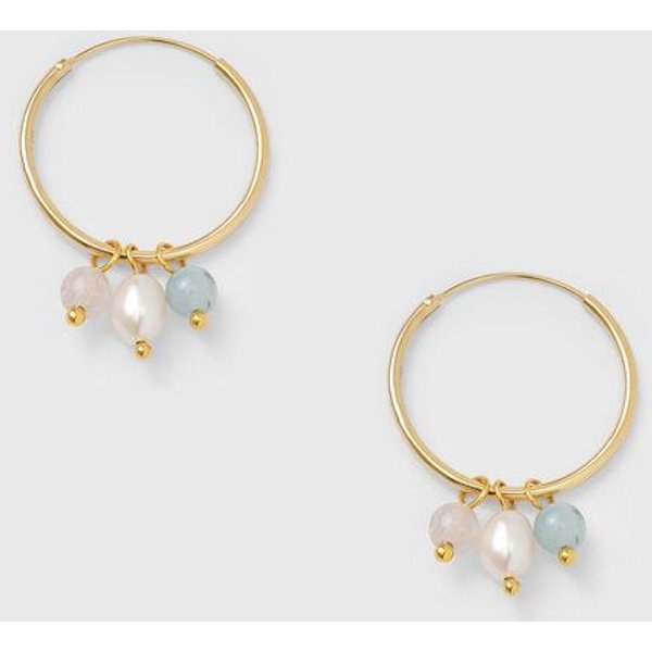 fejn jewelry Creole 'triple gemstone hoop' mit Perlen und Halbedelsteinen