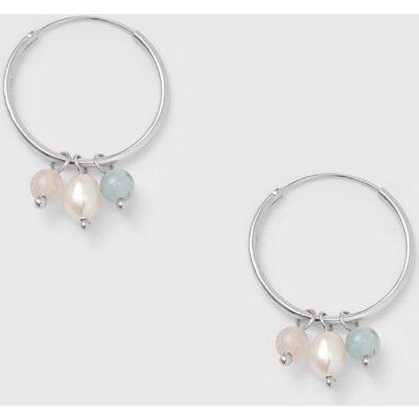 fejn jewelry Creole 'triple gemstone hoop' mit Perlen und Halbedelsteinen