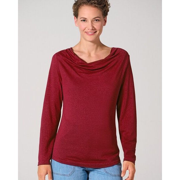 HempAge Langarmshirt mit Wasserfallkragen Hanf/Lyocell