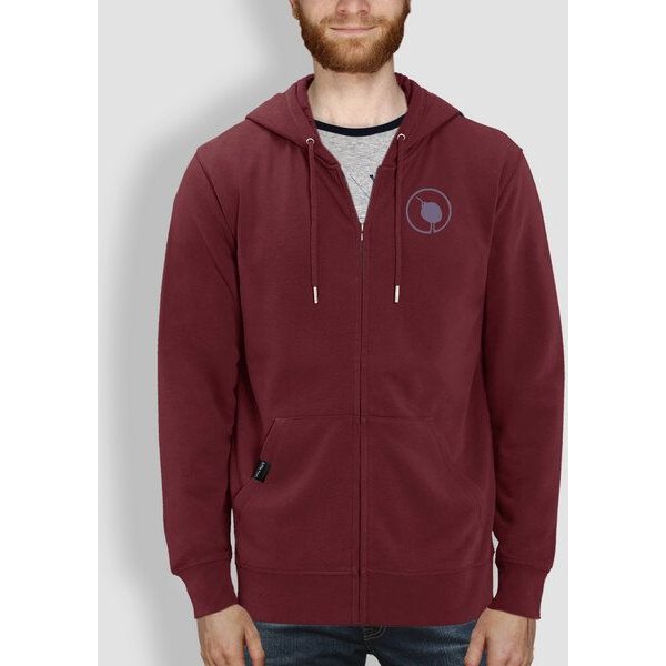 Herren Hoodie, "little kiwi", Burgundy, Bright Blue