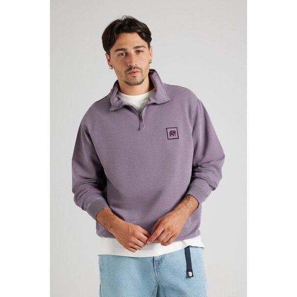 Trendsplant Sauce Loopback Pigment Dyed Half Zip Sweatshirt Sunset Purple