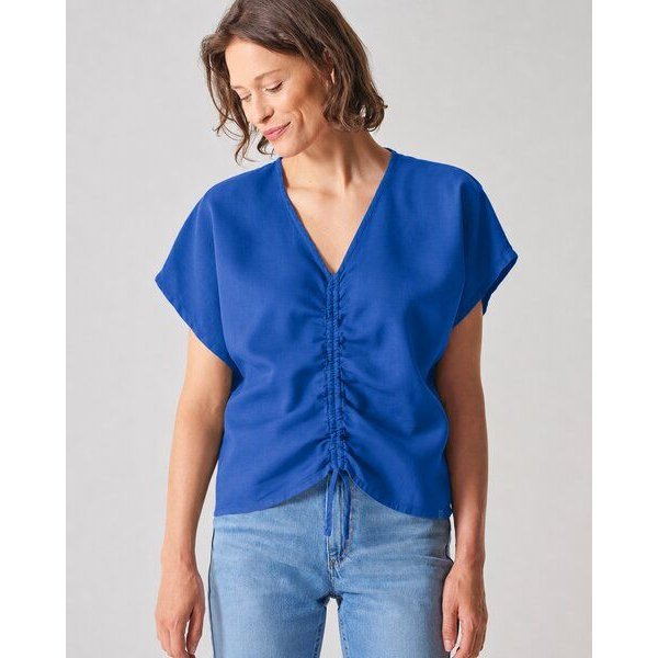 HempAge Geraffte Sommerbluse Hanf/Biobaumwolle